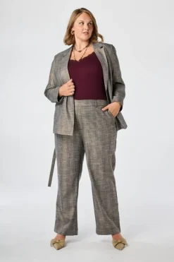 Blazer à carreaux avec ceinture