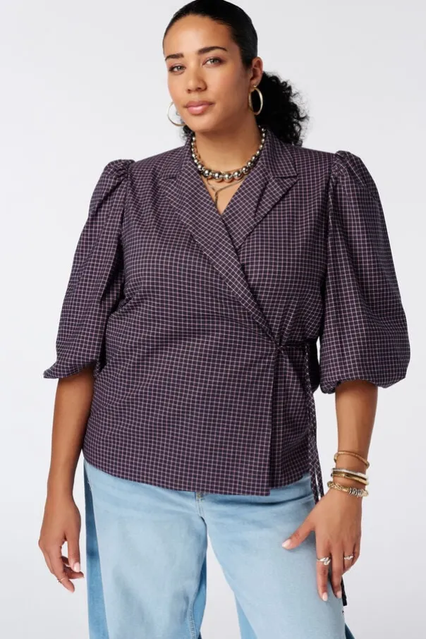 Blazer à carreaux portefeuille