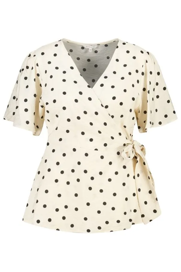 Blouse cache cœur à pois