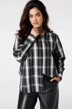 Blouse à carreaux avec strass