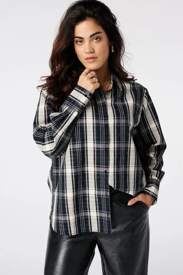 Blouse à carreaux avec strass