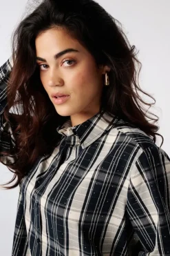 Blouse à carreaux avec strass