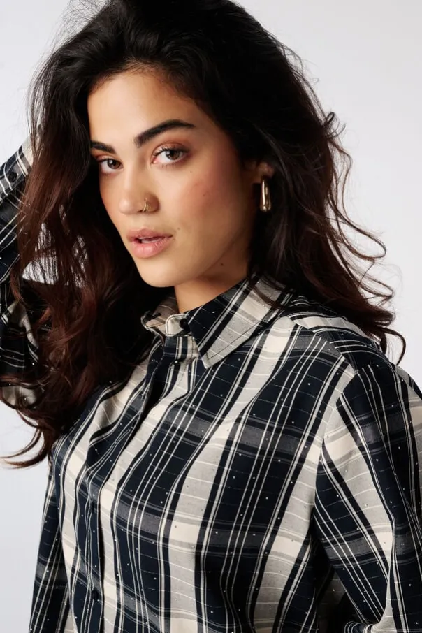 Blouse à carreaux avec strass