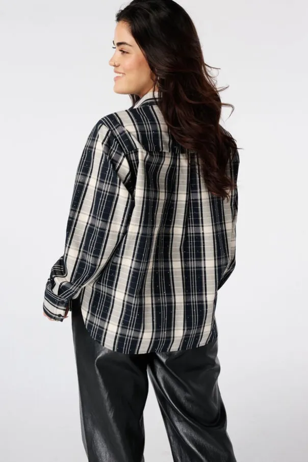 Blouse à carreaux avec strass