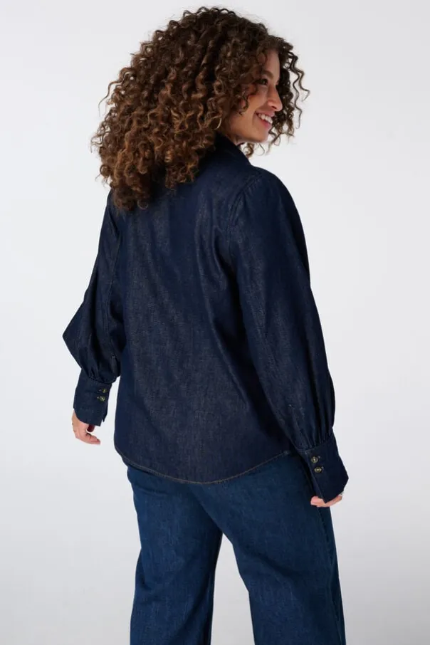 Blouse en denim avec foulard