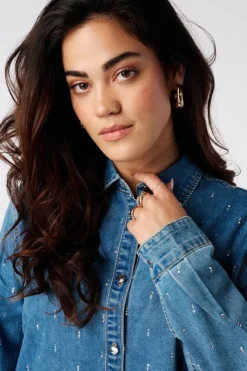Blouse en denim avec strass