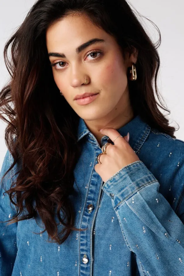 Blouse en denim avec strass