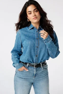 Blouse en denim avec strass