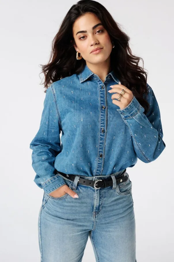 Blouse en denim avec strass
