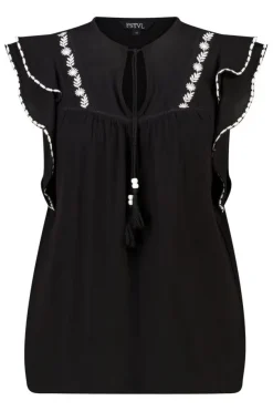 Blouse à manches courtes à volants