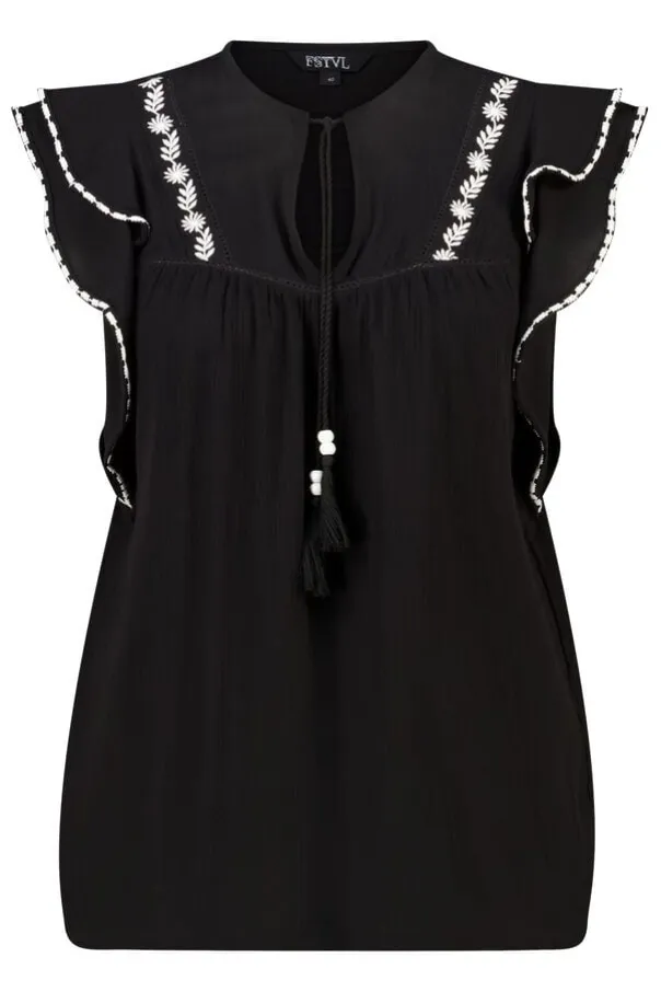 Blouse à manches courtes à volants