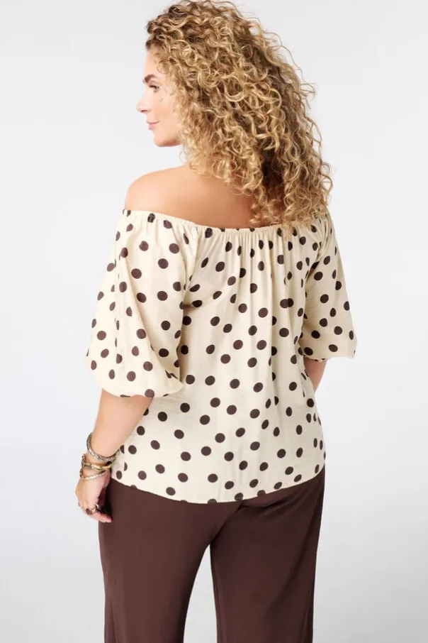 Blouse à pois épaules dénudées