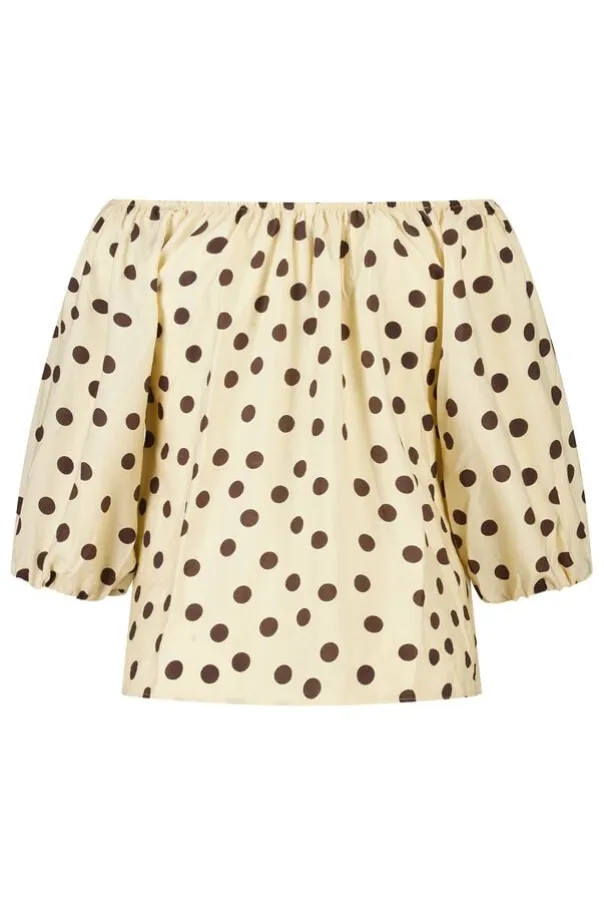 Blouse à pois épaules dénudées