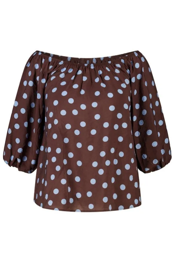 Blouse à pois épaules dénudées