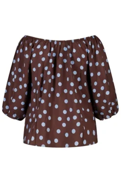 Blouse à pois épaules dénudées