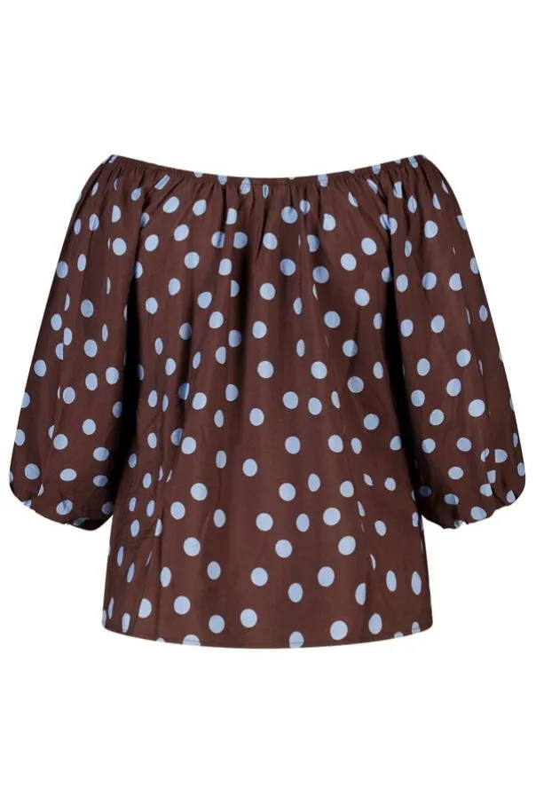 Blouse à pois épaules dénudées