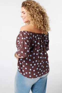 Blouse à pois épaules dénudées