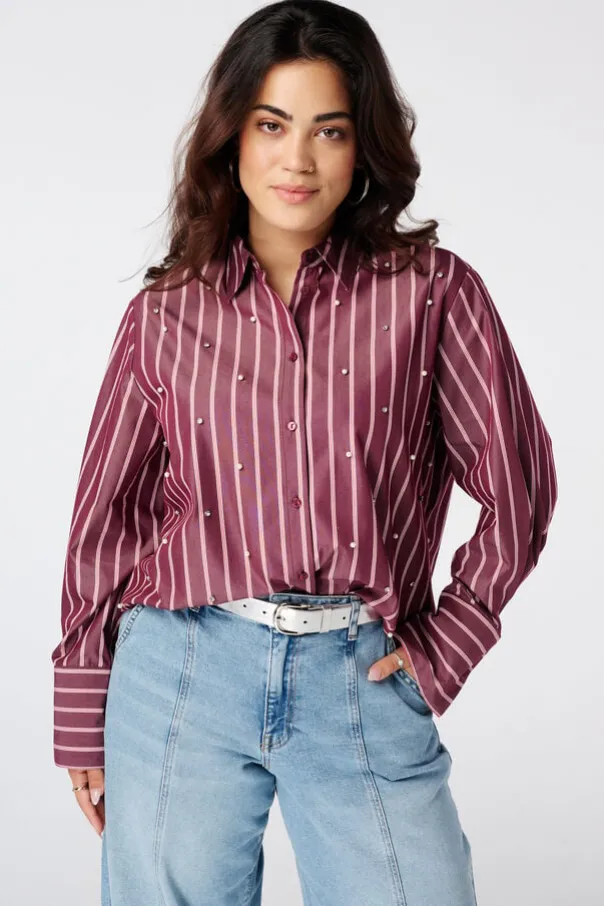 Blouse rayée avec perles