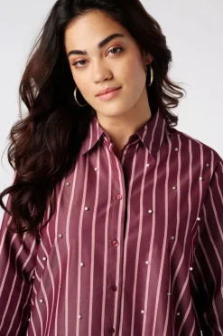 Blouse rayée avec perles