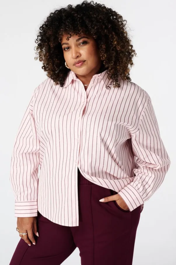 Blouse rayée avec strass
