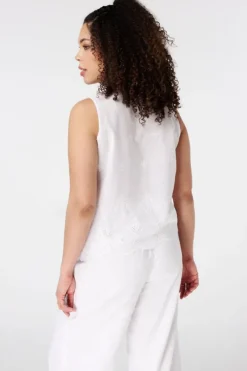 Blouse sans manches avec broderie