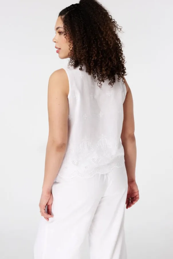Blouse sans manches avec broderie