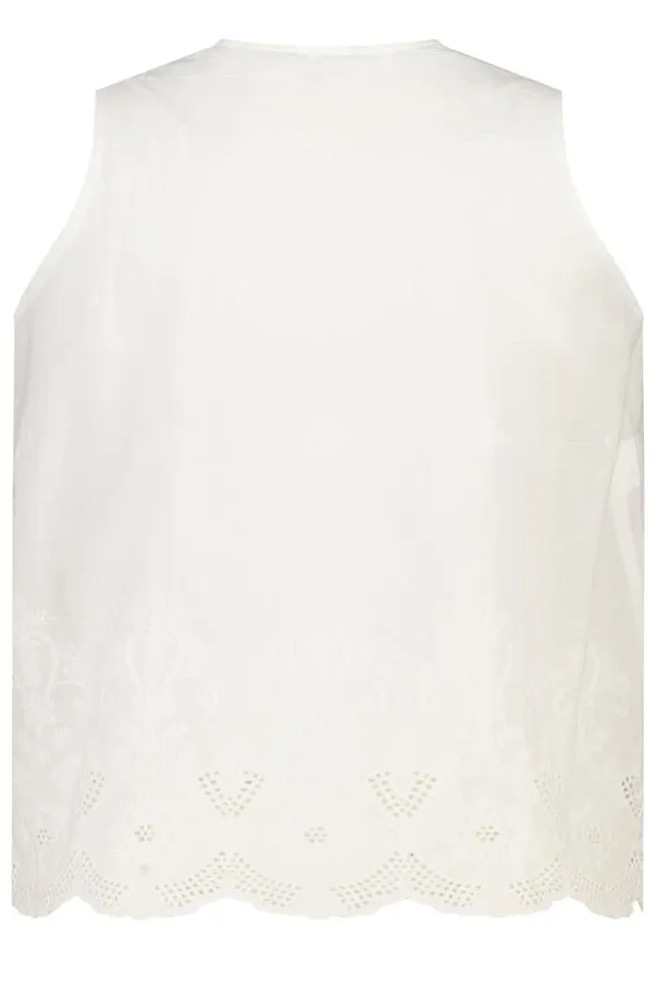 Blouse sans manches avec broderie