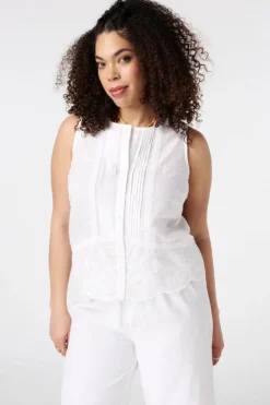 Blouse sans manches avec broderie
