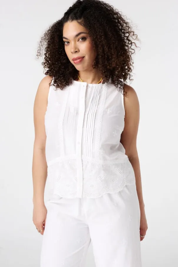 Blouse sans manches avec broderie