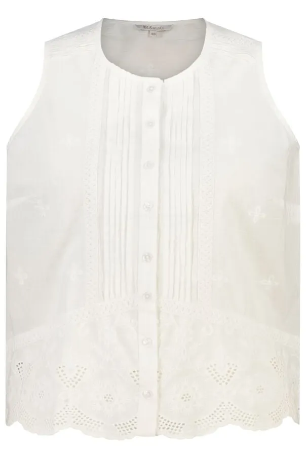 Blouse sans manches avec broderie