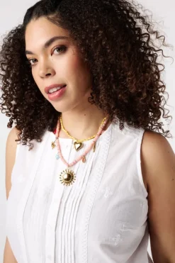 Blouse sans manches avec broderie