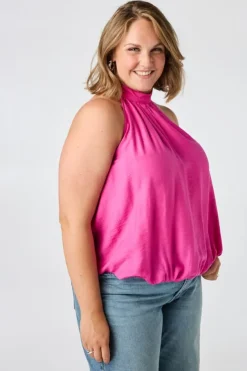 Blouse sans manches à col montant