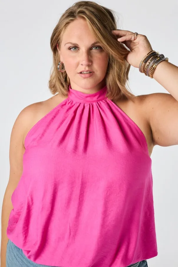 Blouse sans manches à col montant