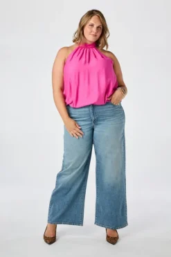Blouse sans manches à col montant