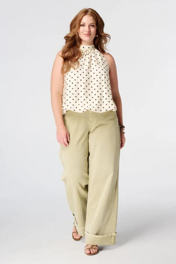Blouse sans manches à col montant