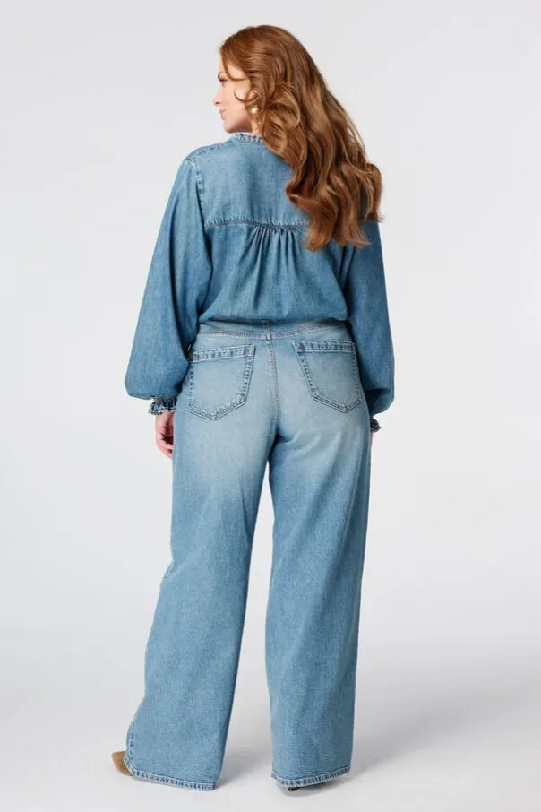 Jeans larges à taille haute
