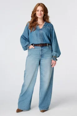 Jeans larges à taille haute