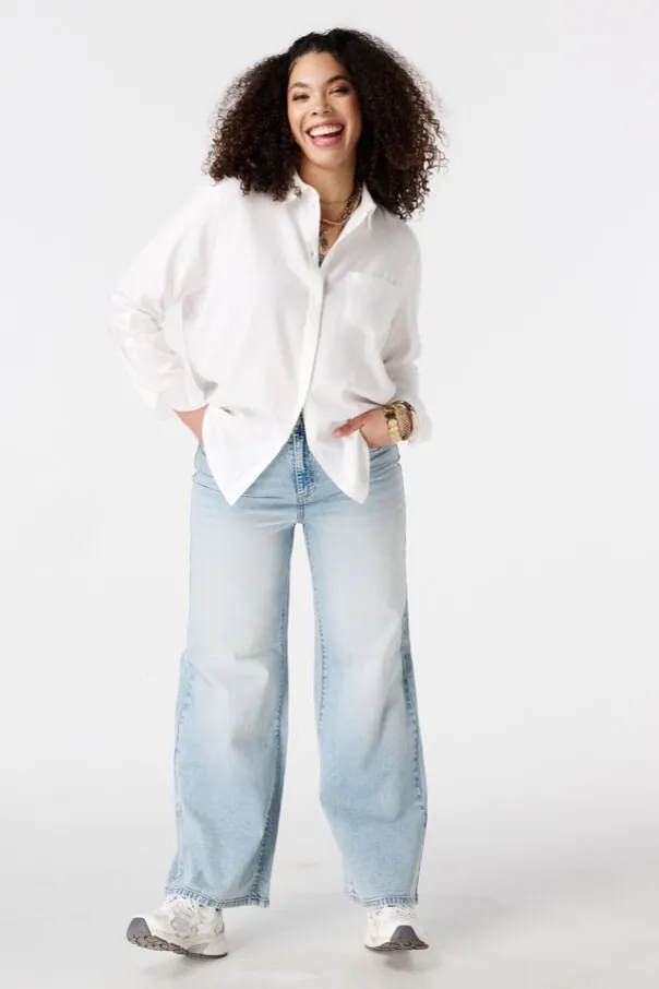 Jeans larges à taille haute