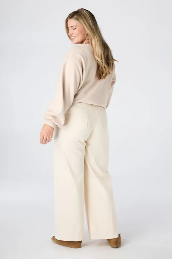 Jean wide leg avec cordon à nouer