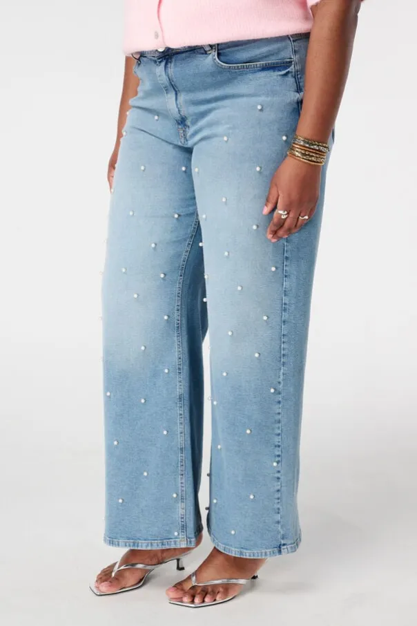 Jean wide leg avec perles