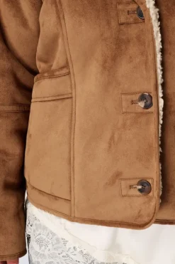 Manteau aspect suédine avec col en teddy