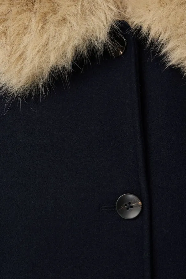 Manteau avec col en fausse fourrure