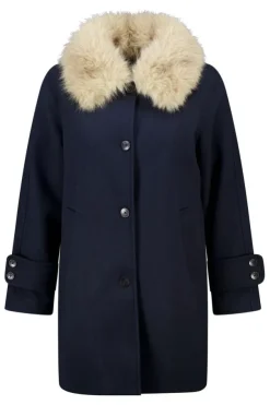 Manteau avec col en fausse fourrure