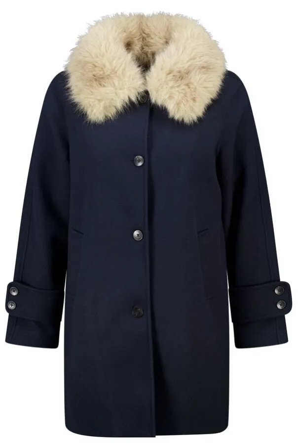 Manteau avec col en fausse fourrure