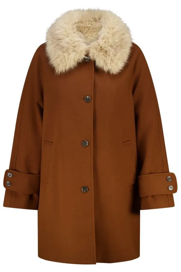 Manteau avec col en fausse fourrure