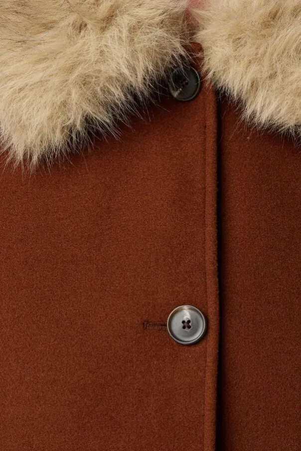 Manteau avec col en fausse fourrure