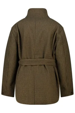 Manteau à carreaux avec col montant