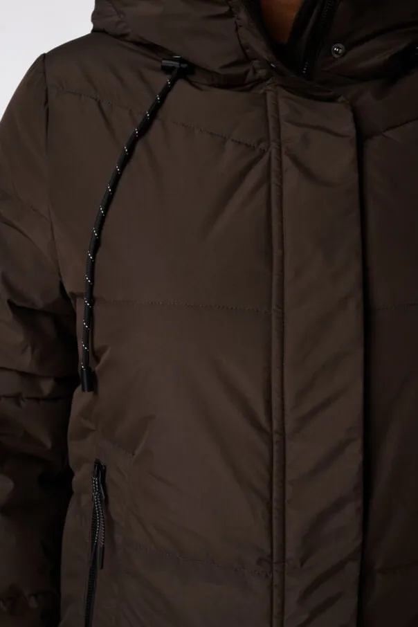 Manteau long matelassé avec capuche