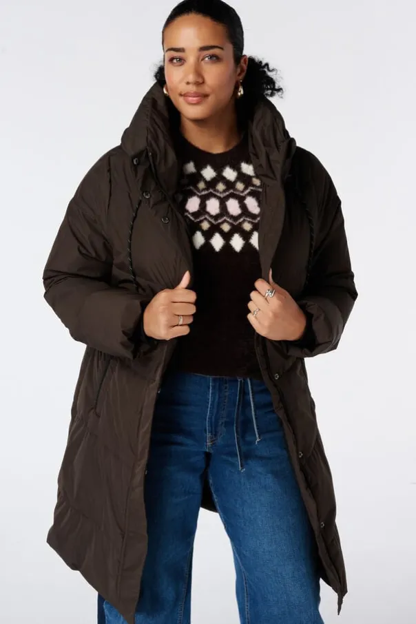 Manteau long matelassé avec capuche