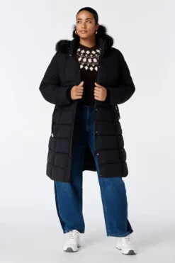 Manteau long matelassé avec capuche